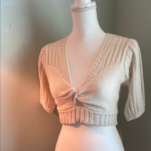 Cream Knit Cropped Cardigan